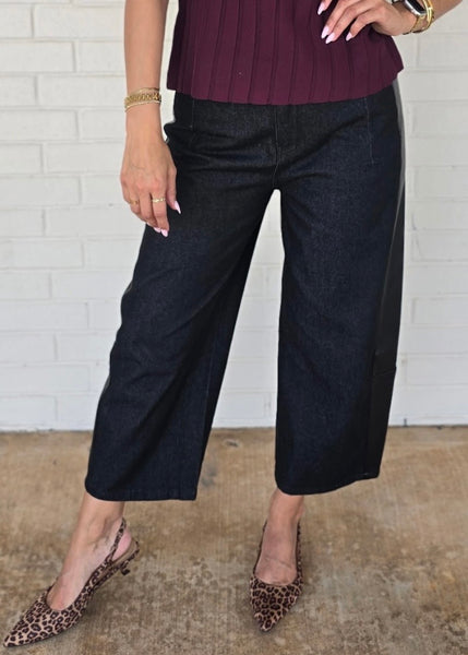 Make It Happen Contrast Black Barrel Pants