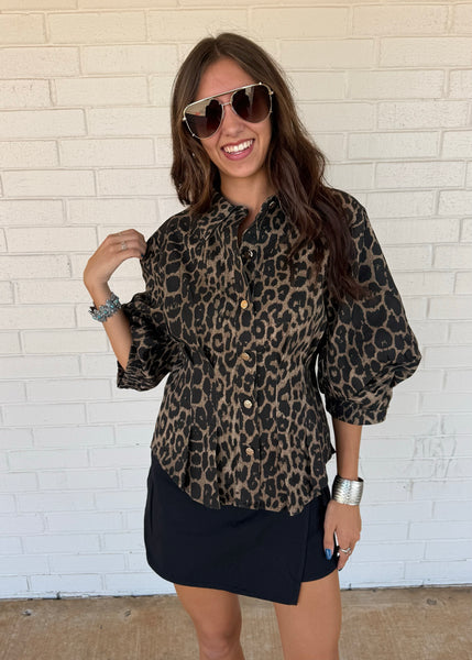 Unleashed Button Up Leopard Top