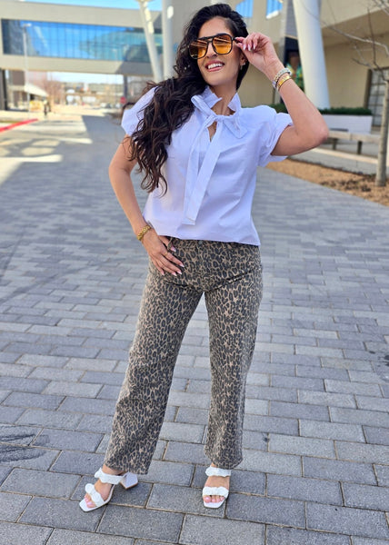 Not Waiting White Collared Tie Top