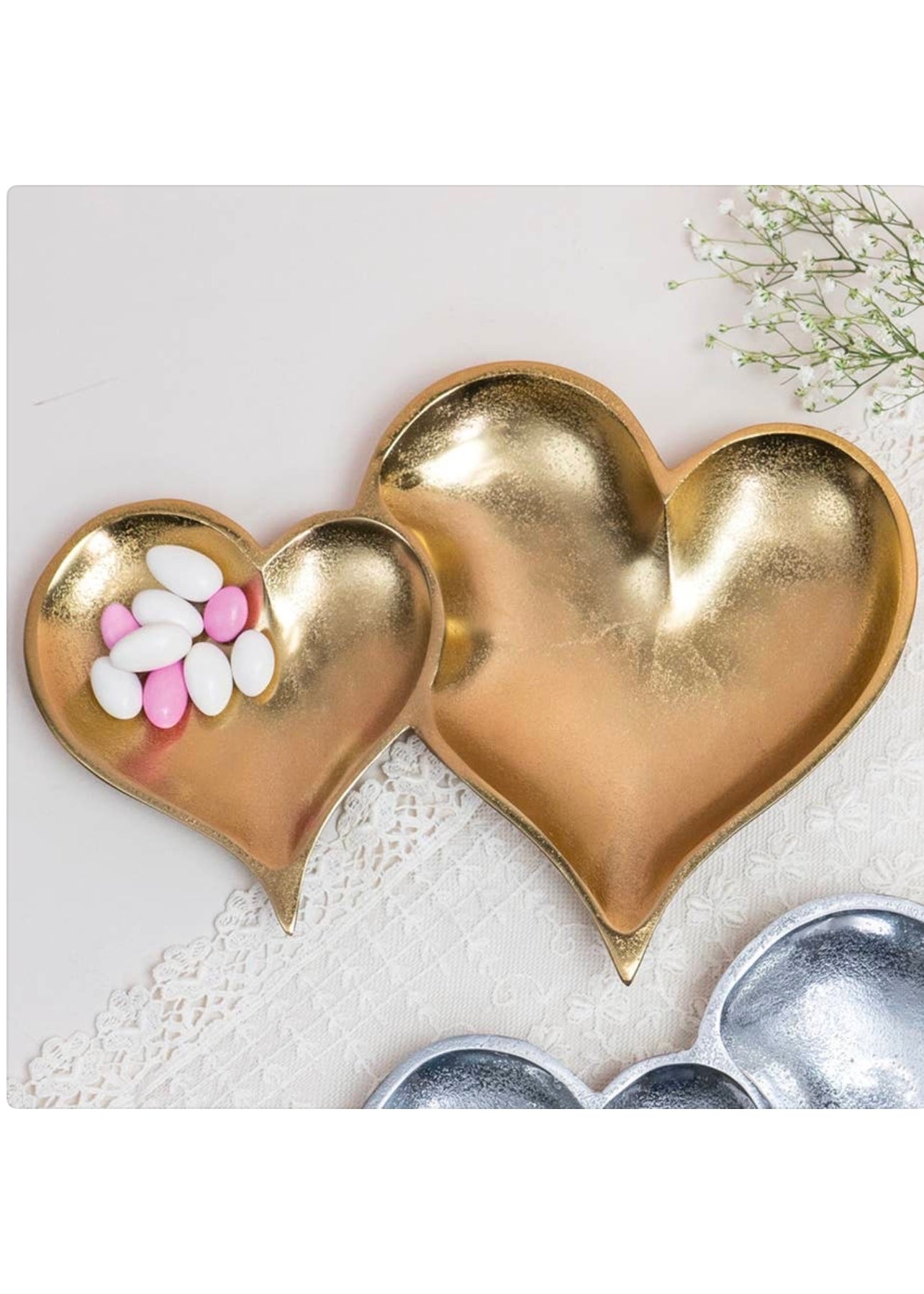 Gold Textured 2-Section Heart Tray