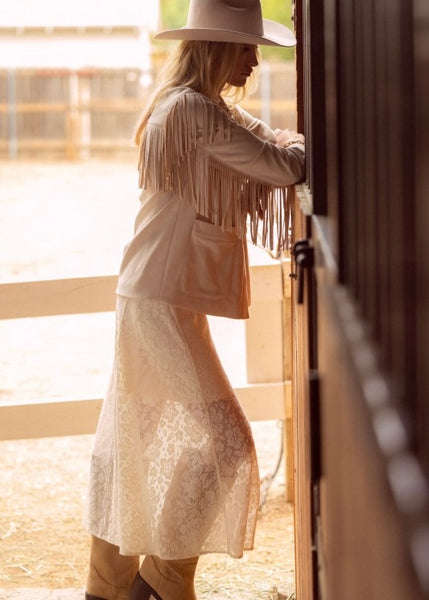 Country Girl Ivory Suede Fringe Jacket