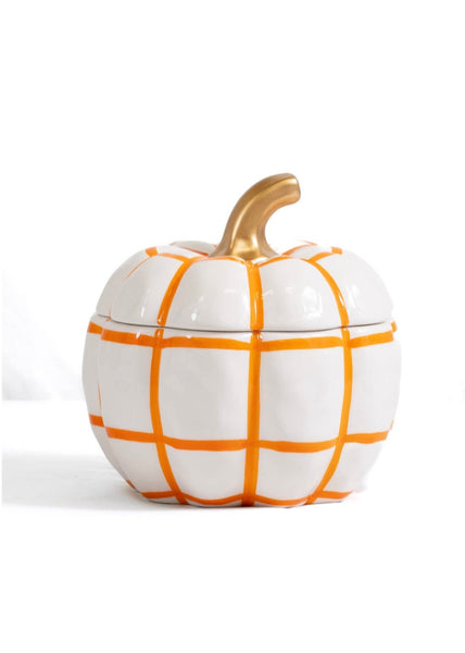 Monica Pumpkin Candy Dish: White/Orange