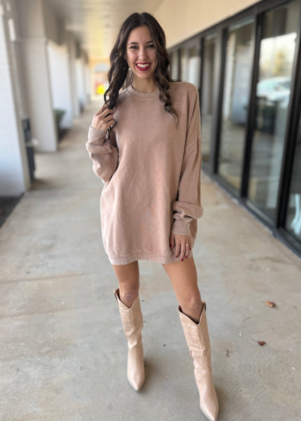 Buying Time Taupe Oversized Sweatshirt