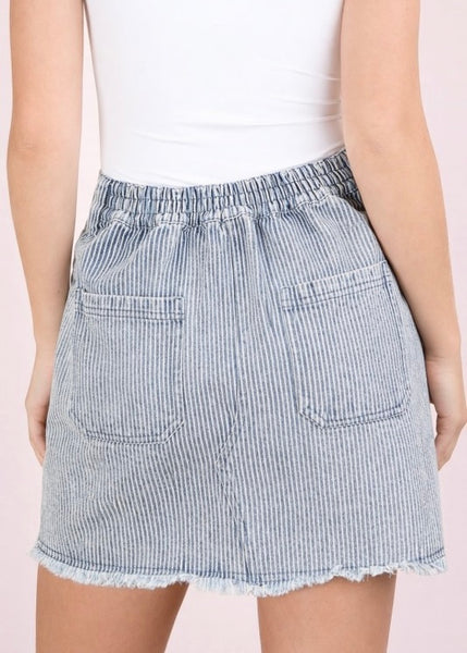 Plan For It Striped Denim Mini Skirt