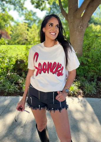 OU Sooners Barbie Off White Thrifted Tee