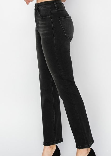 Lexi Black High Rise Crop Straight Jeans