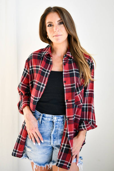 Oklahoma Sooners Plaid Button Up Top