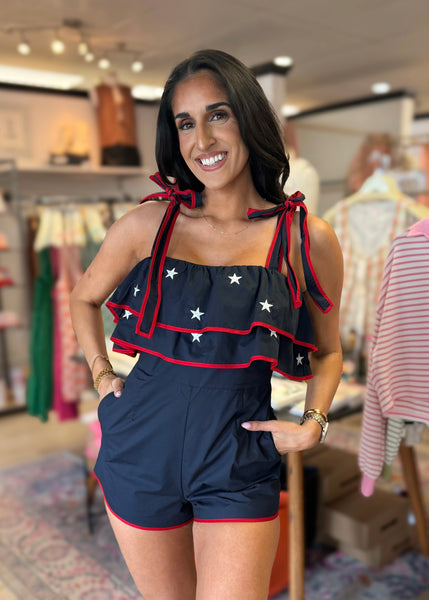 American Sweetheart Navy Star Romper