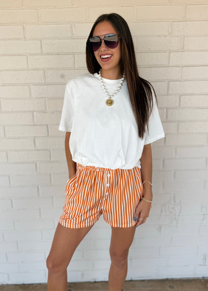 Lets Lounge Orange Striped Boxer Short