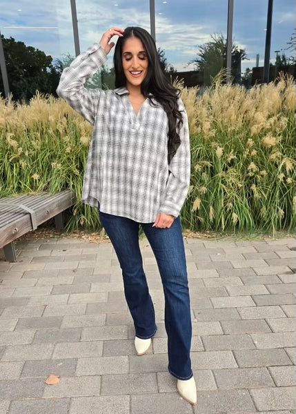 Plan On It Oversized Plaid Top