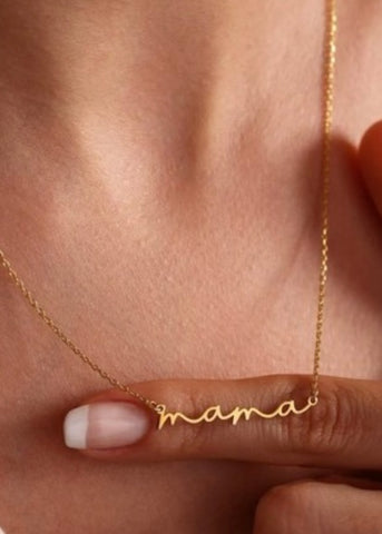 Mama Script Necklace