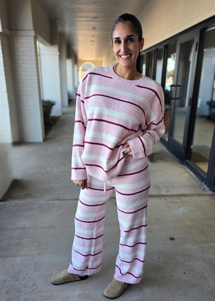 Cotton Candy Pink Plush 2 Pc Pant & Sweater Set