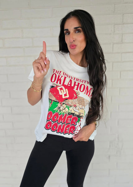 Sooner Schooner White Stadium Oversized Tee