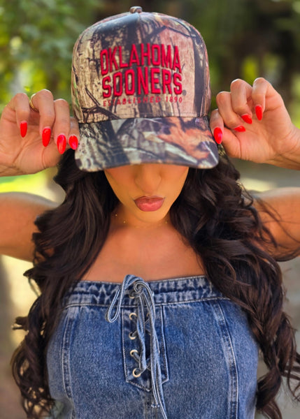 Oklahoma Sooners Camo Canvas Trucker Hat