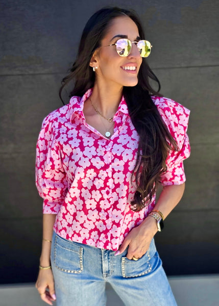On The Bright Side Pink Floral Top
