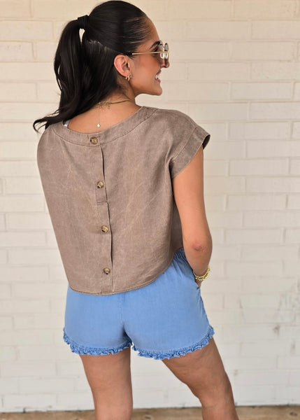 Never Washed Out Button Back Crop Top
