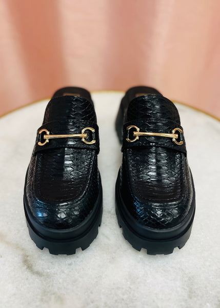 Shu Shop Audra Black Snake Mule