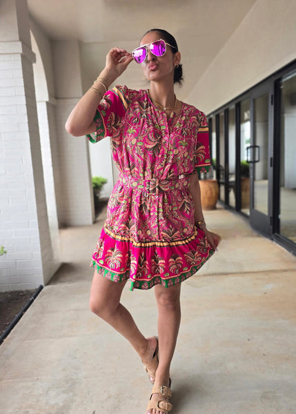 Keeping It Fun Button Up Mini Dress - Small