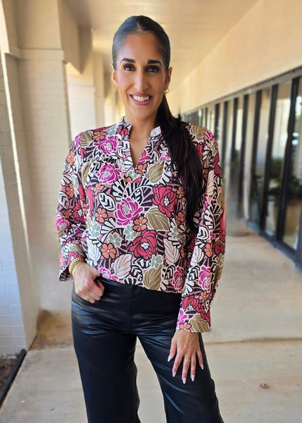 Fall Floral Fun Long Sleeve Blouse