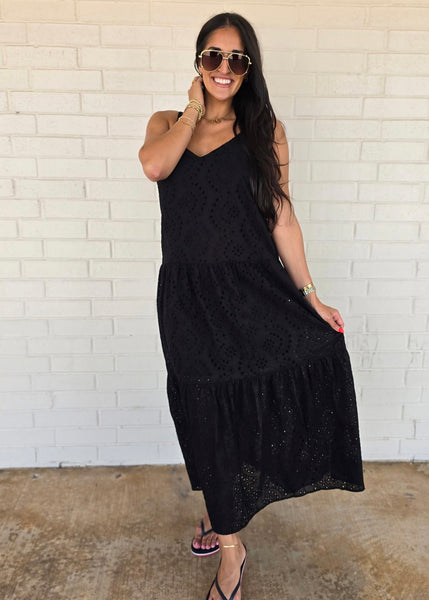 Just Having Fun Black Spaghetti Strap Maxi Dress