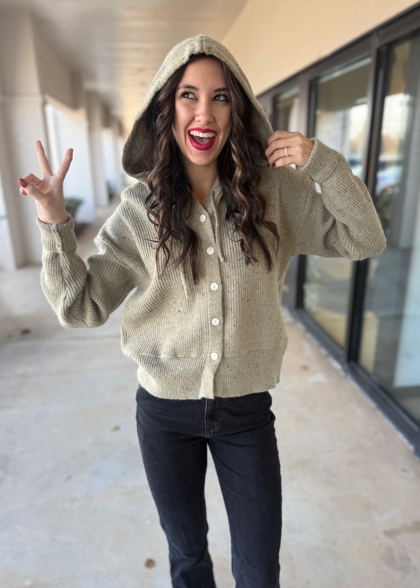 Learning About You Olive Hooded Cardigan