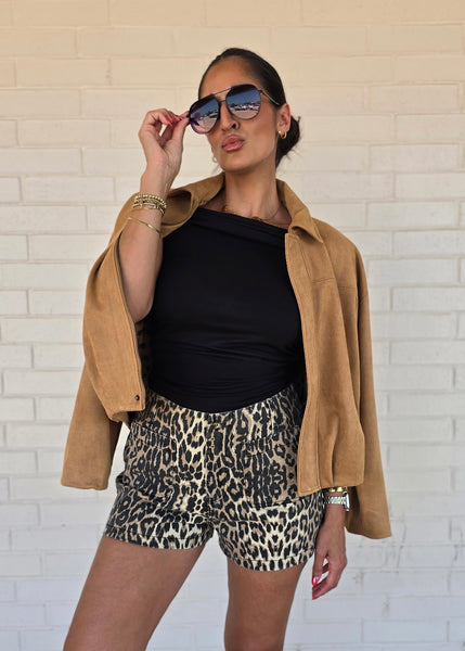 My Own Move Camel Suede Bubble Jacket