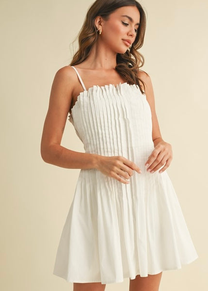 Focus On Me White Pleated Mini Dress