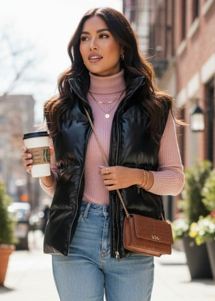 Calling Home Black  Puffer Vest