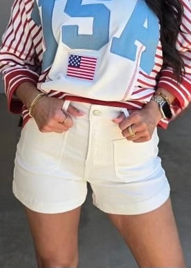 So True White Denim Shorts