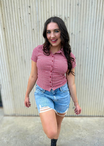 Sweet Revenge Red Button Up Top