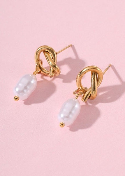 18K Stainless Steel Tarnish Free Pearl Drop Earrings
