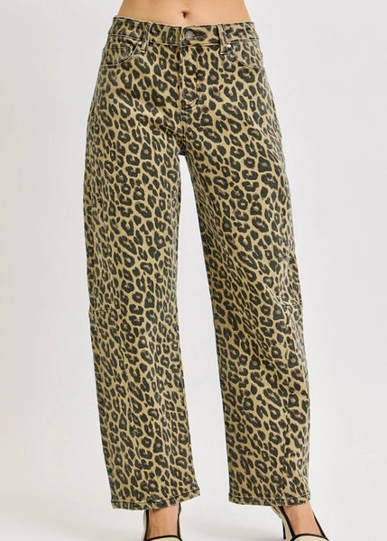 Jungle Love Leopard Print Barrel Jeans