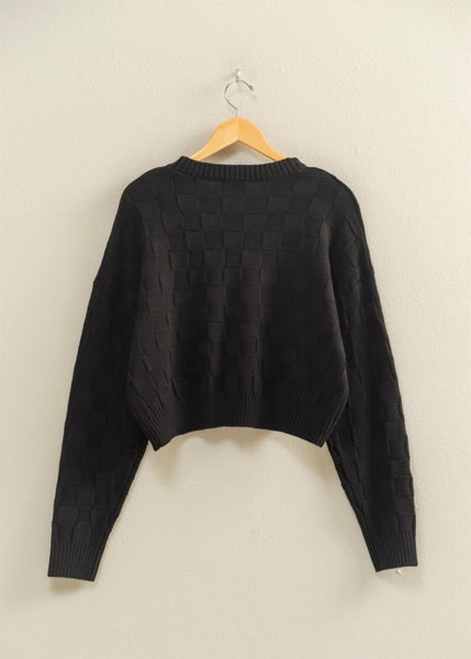 Don't Be Square Black Textured Sweater