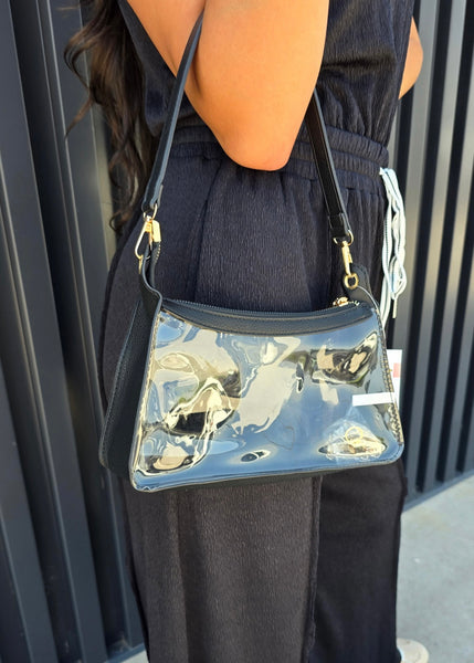 Game Day Stadium Clear Satchel Bag : Black