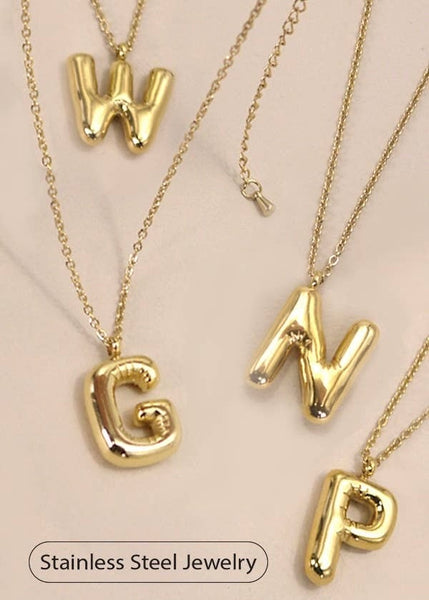 18K STAINLESS STEEL TARNISH FREE  INITIAL NECKLACE | E