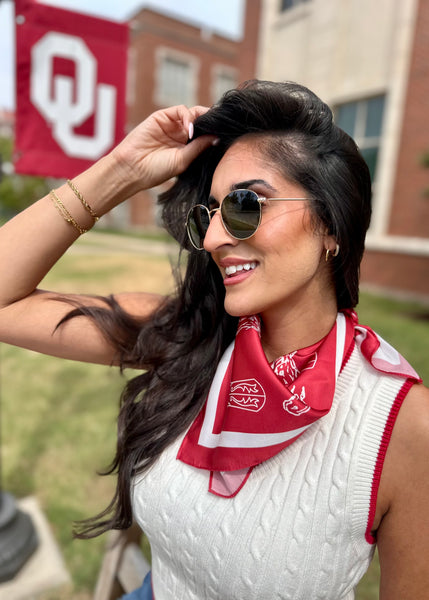 Game Day Bandana Scarf - Crimson Horse & Boots