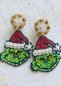 Grinch Beaded Beaded Earrings