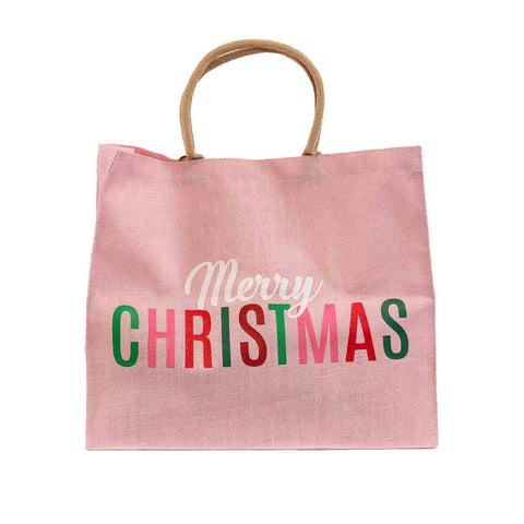 Merry Christmas Pink Carryall Tote   22x19x8