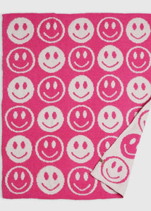 Kids Hot Pink Smiley Luxury Soft Cozy Blanket