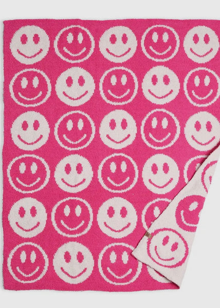 Kids Hot Pink Smiley Luxury Soft Cozy Blanket