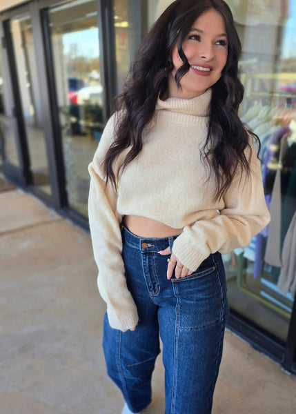 To Myself Heather Cream Turtleneck Sweater