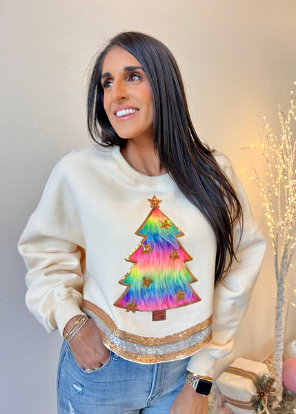 Furry Christmas Tree and Sparkles Sweatshirt