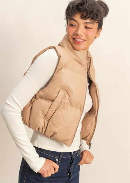 Connected Success Taupe Puffer Vest