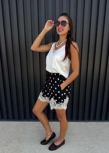 Made You Look Polka Dot Lace Shorts
