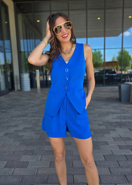It's Electric Blue Tailored Sleeveless Vest