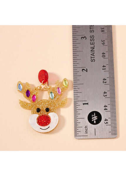 Glitter Rudolph Reindeer Earrings