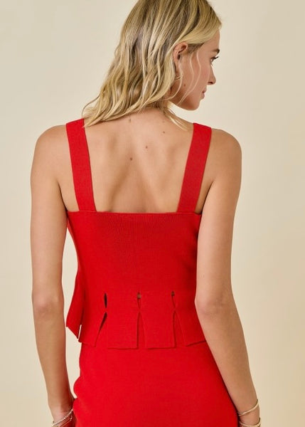 Just One Look Red Fringe Sweater Tank