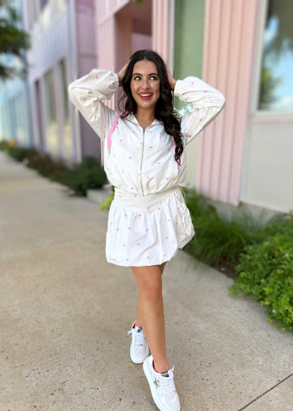 Bubbles And Bows Windbreaker & Bubble Hem Mini Skort