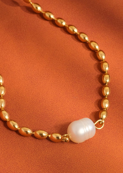 Vigne 18K Gold Non-Tarnish Pearl Ball Chain Necklace