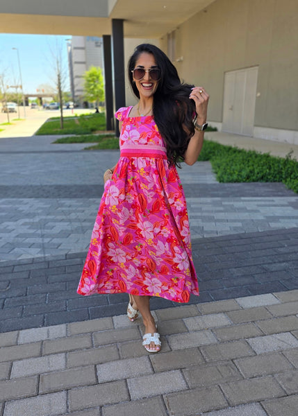 Flower Power Ruffle Sleeve Maxi Dress